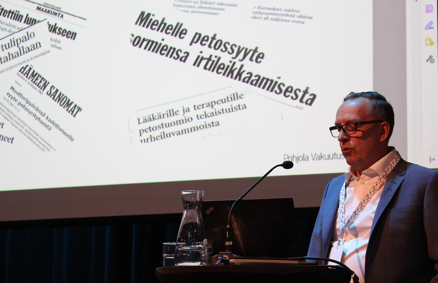 Mika Kivistö kertoi vakuutusalan näkökulmista erilaisiin onnettomuuksiin ja petoksiin.