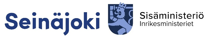 Seinäjoen ja sisäministeriön logot.
