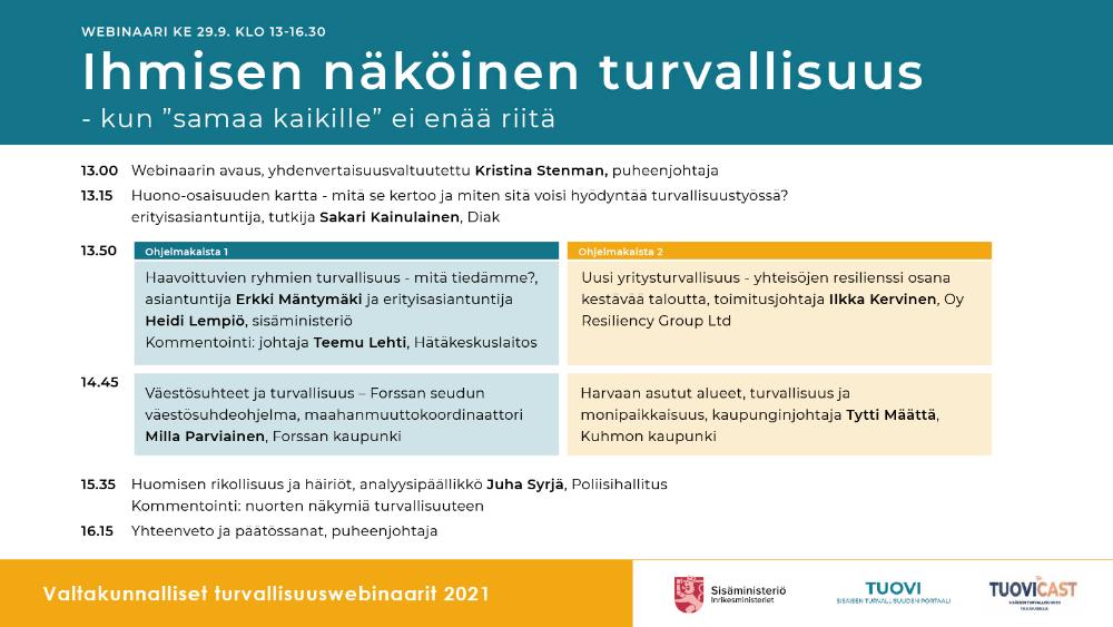 sisäisen turvallisuuden webinaarin ohjelma